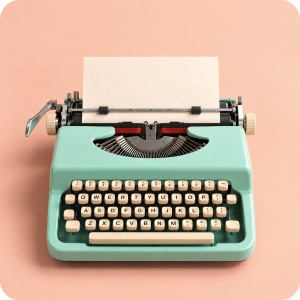 Mint Green Vintage Typewriter on Peach